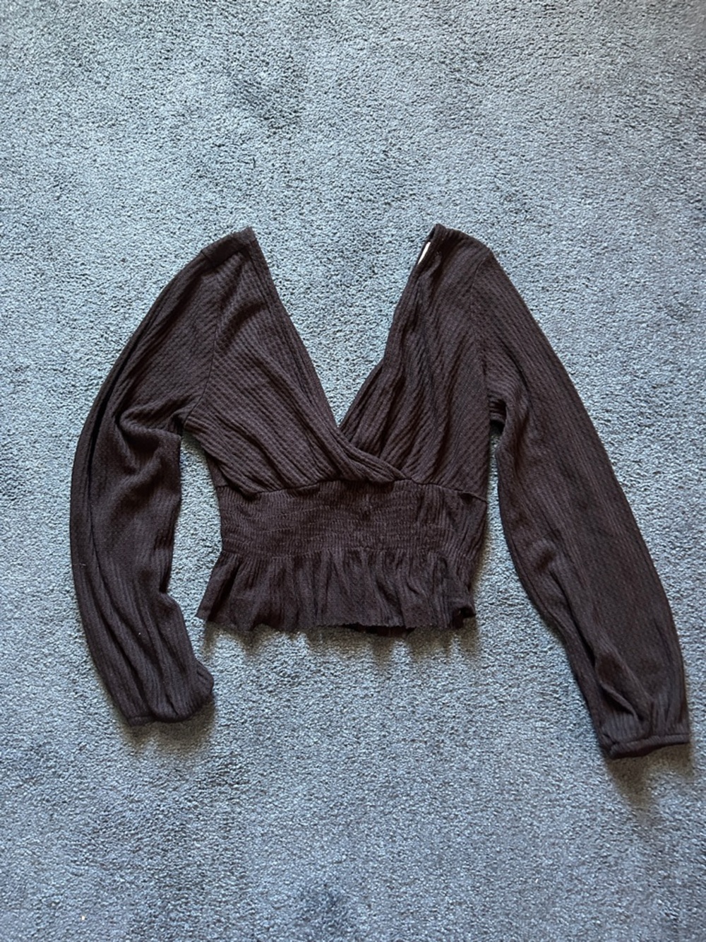 Altar'd State Black Ribbed Wrap Crop Top